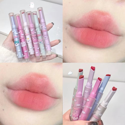 6 Colors Heart-Shaped Velvet Lipstick Makeup Waterproof Non-Stick Cup Matte Solid Lip Tint Pen Lasting Sexy Red Lipstick Pencil